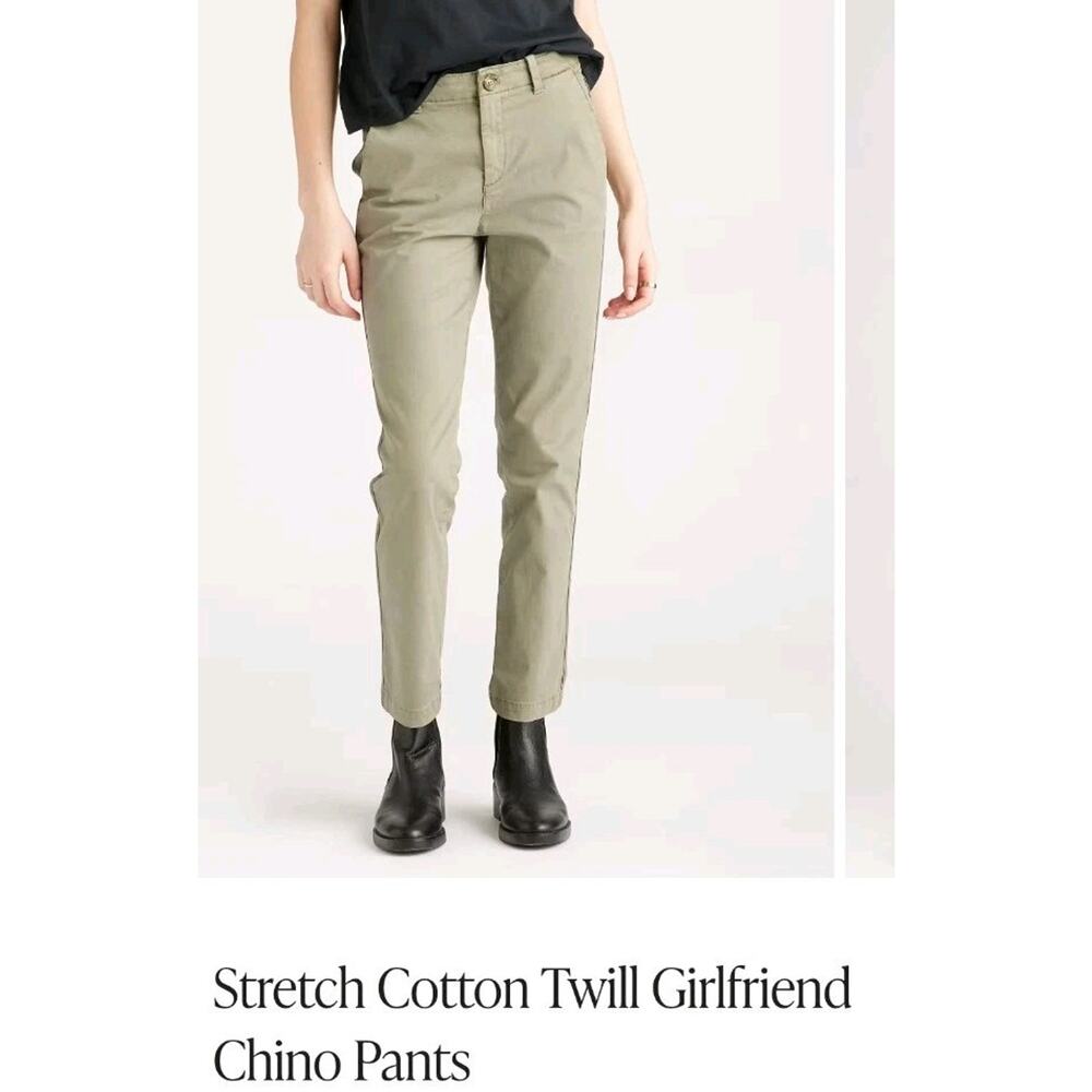 Stretch Cotton Twill Girlfriend Chino Pants - Olive